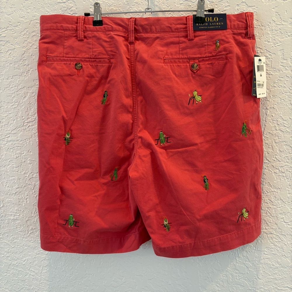 Polo Ralph Lauren pink shorts embroidered crickets New With Tags Size 38 waist - Picture 6 of 9